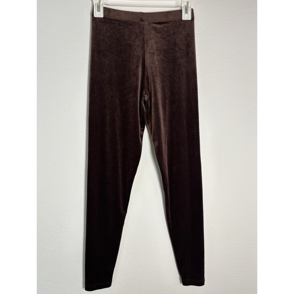 CPW Brown Velvet Leggings Womens S Vintage Made in USA Elastic Waist Slim Fit